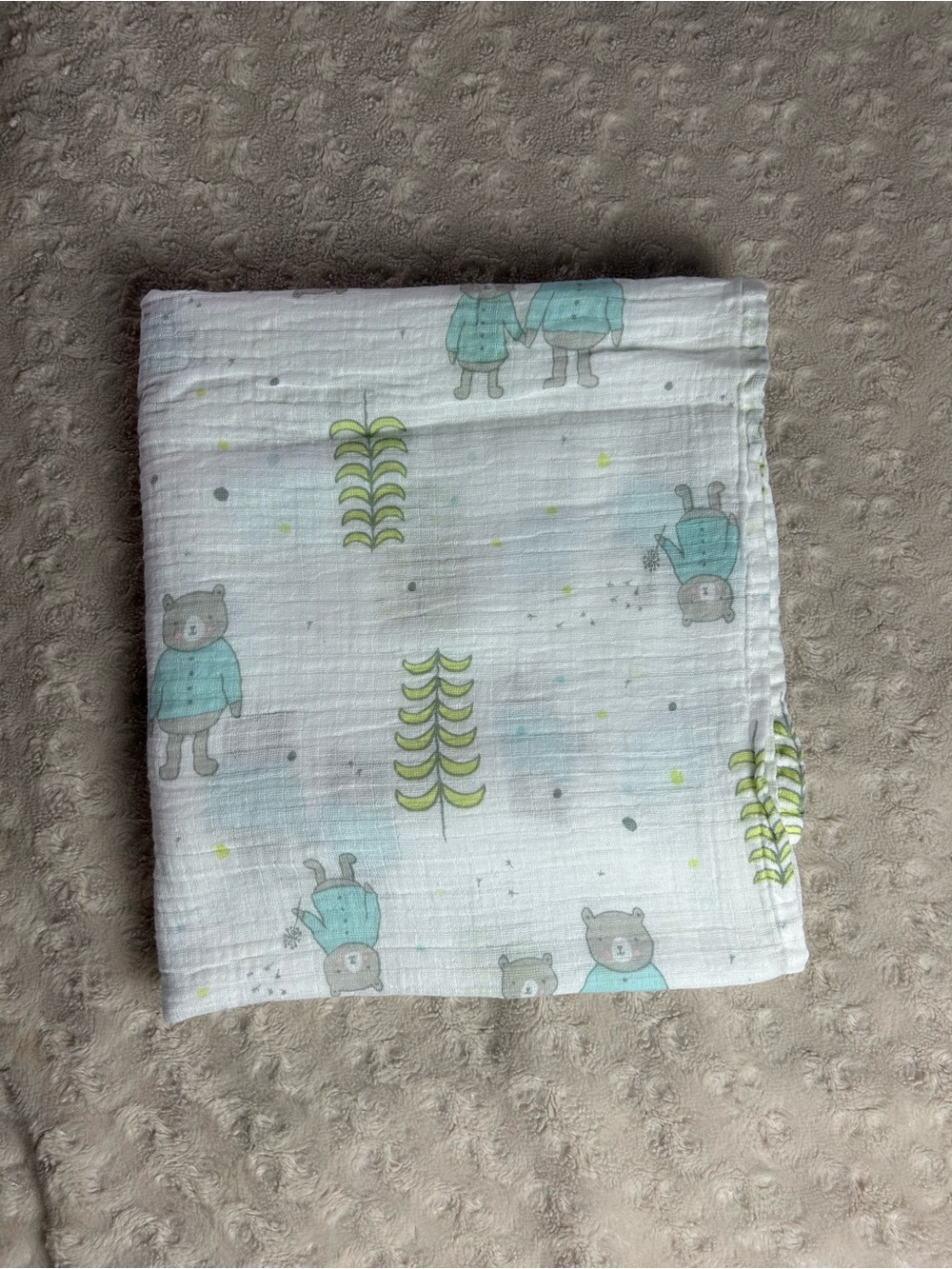 Aden + Anais Gray Bears Baby Swaddle Blanket Muslin Cotton Blue Yellow White